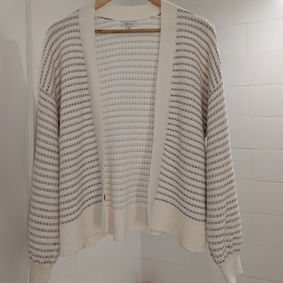 100% Cotton Nautical Stripe Open-Front Long Sleeve Cardigan - Picture 8 of 15